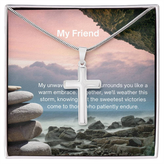 Friend Weather the Storm Cross Necklace